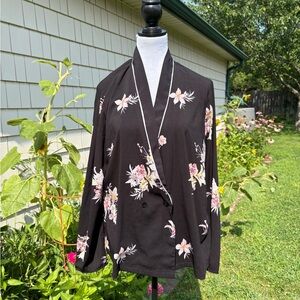Pixley Floral Black Kimono-style Blouse